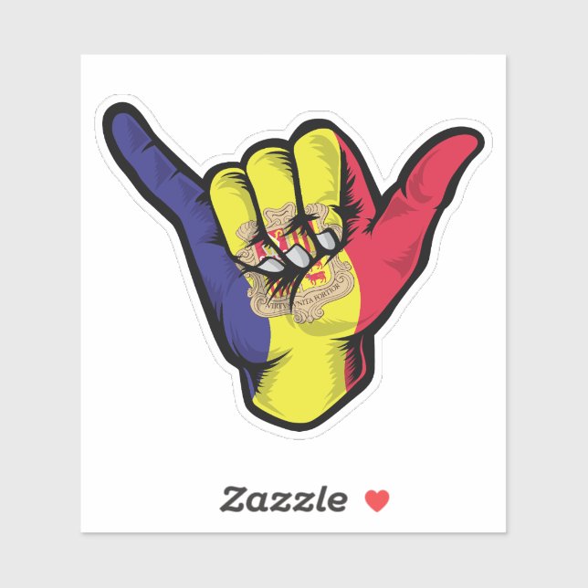 Shaka Hand Andorra Flag Good Vibes Sticker (Blatt)