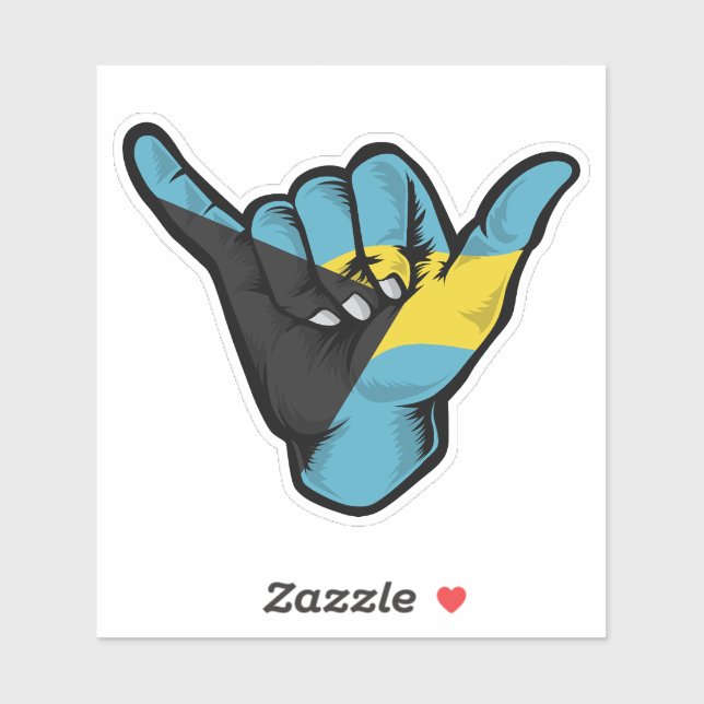 Shaka Hand Bahamas Flag Good Vibes Sticker (Blatt)