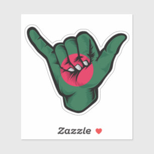 Shaka Hand Bangladesch-Flagge Gute Vibes Aufkleber