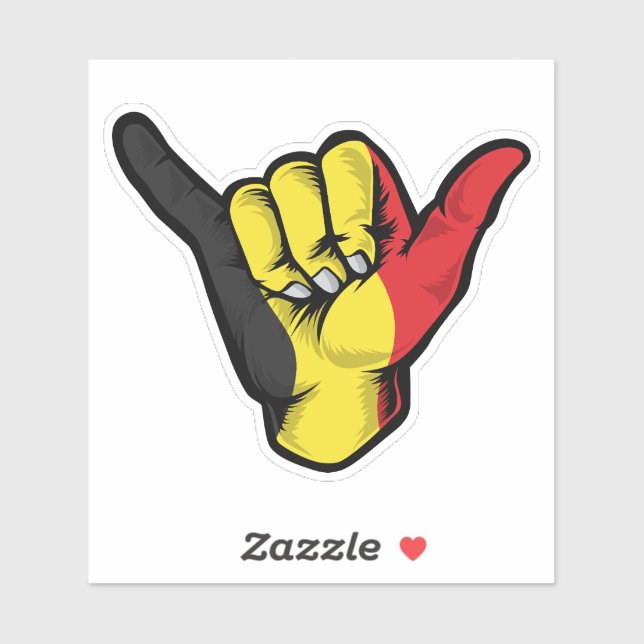 Shaka Hand Belgium Flag Good Vibes Sticker (Blatt)