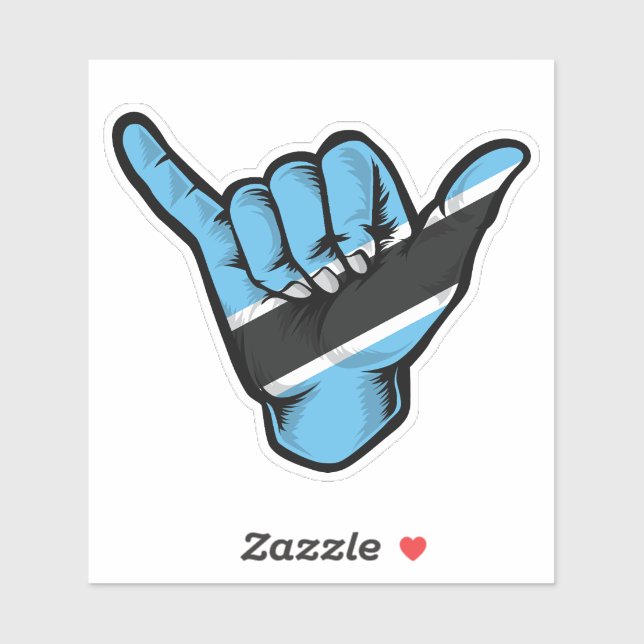 Shaka Hand Botswana Flag Good Vibes Sticker (Blatt)
