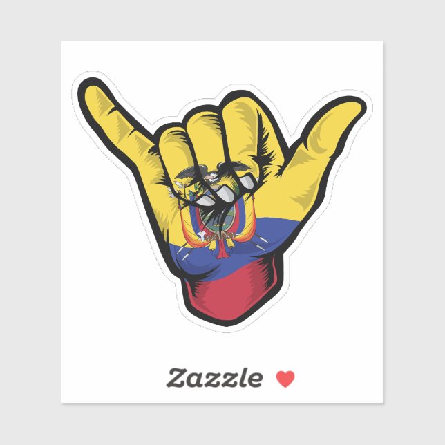 Shaka Hand Ecuador Flag Good Vibes Sticker (Blatt)