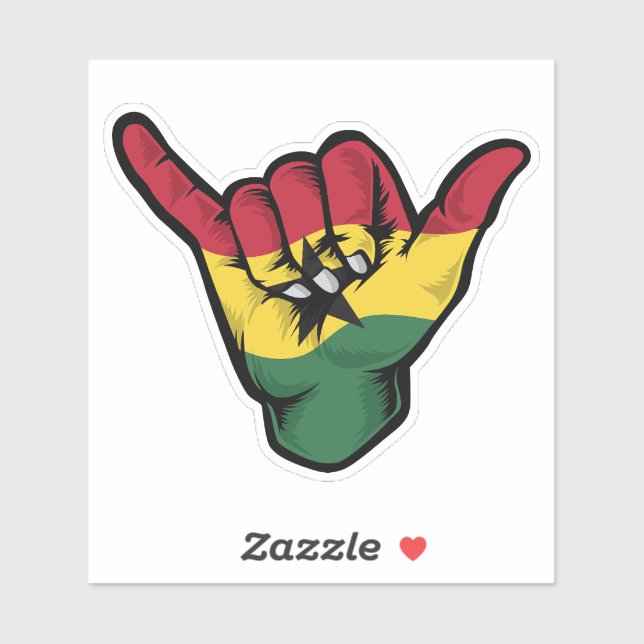 Shaka Hand Ghana Flag Good Vibes Sticker (Blatt)