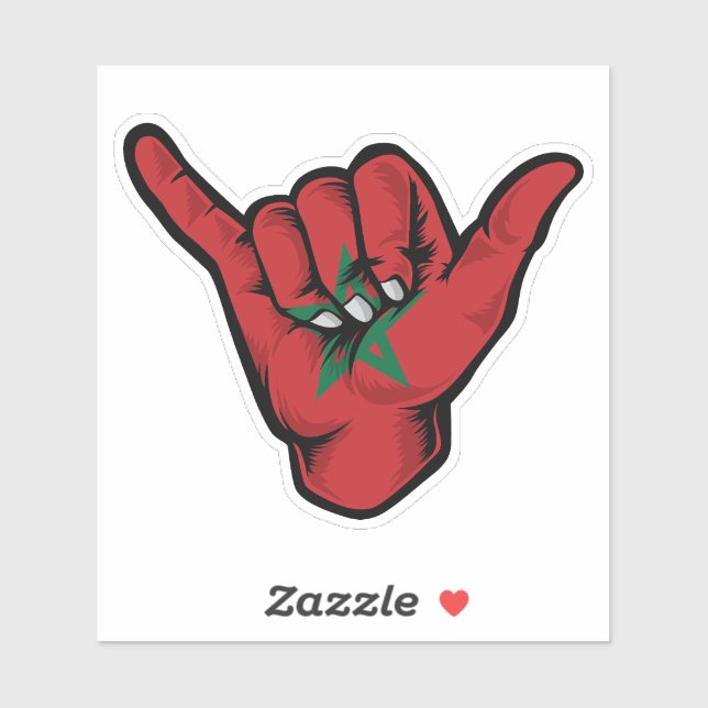 Shaka Hand Marokko Flag Good Vibes Sticker (Blatt)