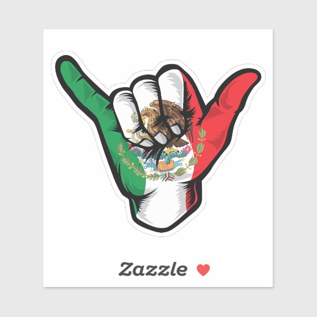Shaka Hand Mexiko Flaggen gute Vibes Sticker (Blatt)