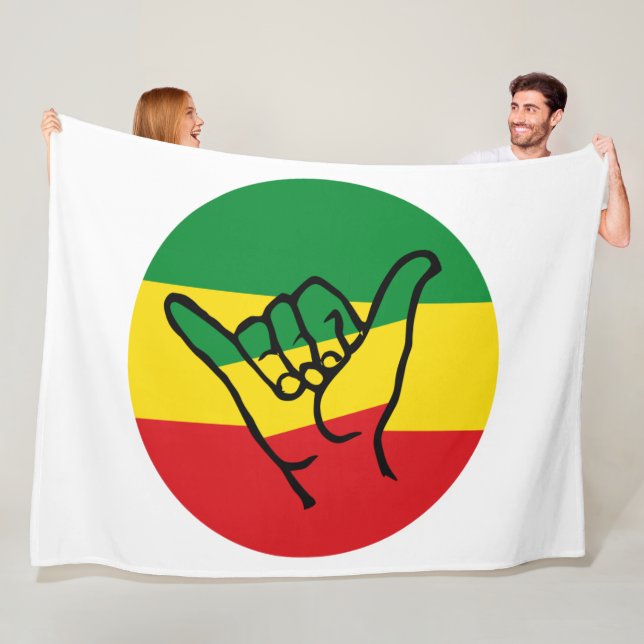 Shaka Hand mit Reggae-Farben Fleecedecke (Beispiel)