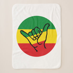 Shaka Hand mit Reggae-Farben Sherpadecke