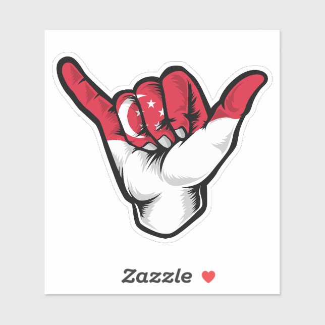 Shaka Hand Singapur Flag Good Vibes Sticker (Blatt)