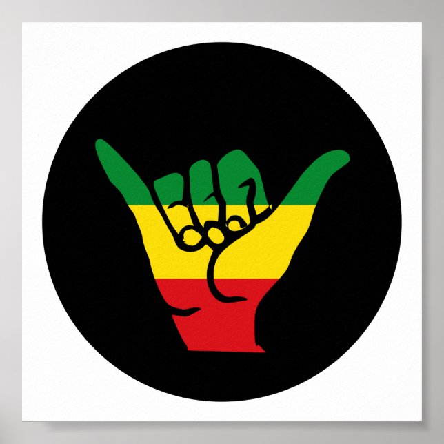 Shaka Hände mit Reggae-Farben Poster (Vorne)
