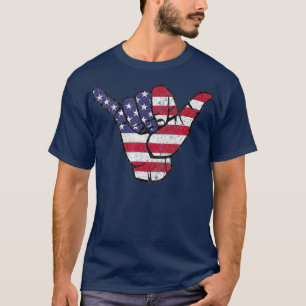 Shaka Hang Loose American Flag T-Shirt