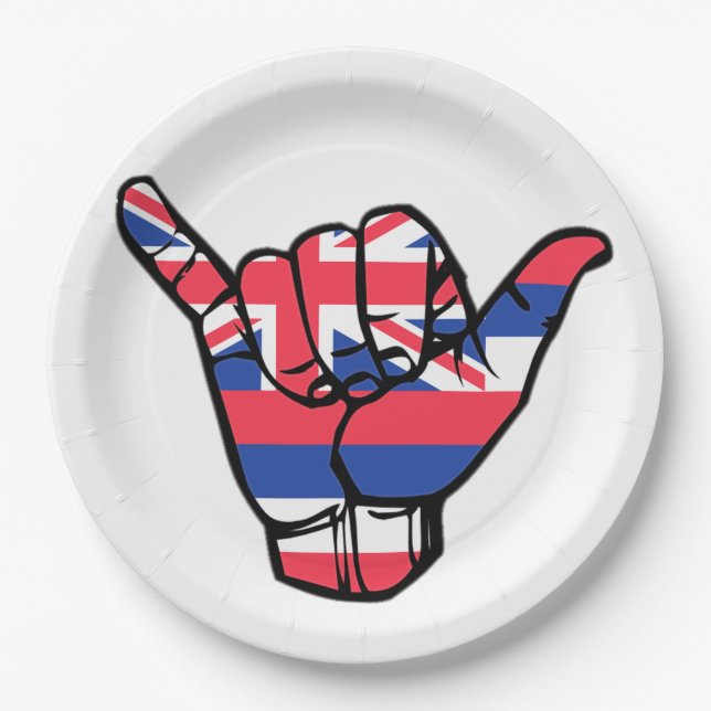Shaka Hawaii Flag Pappteller (Vorderseite)