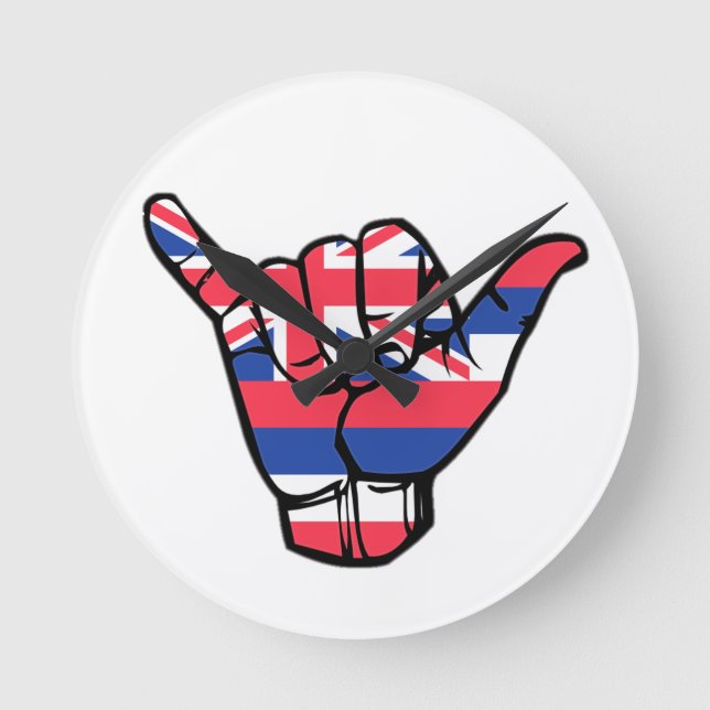 Shaka Hawaii Flag Runde Wanduhr (Vorderseite)