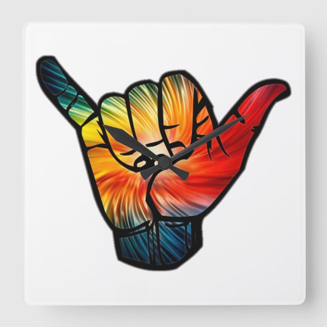 Shaka Rainbow Quadratische Wanduhr (Vorderseite)