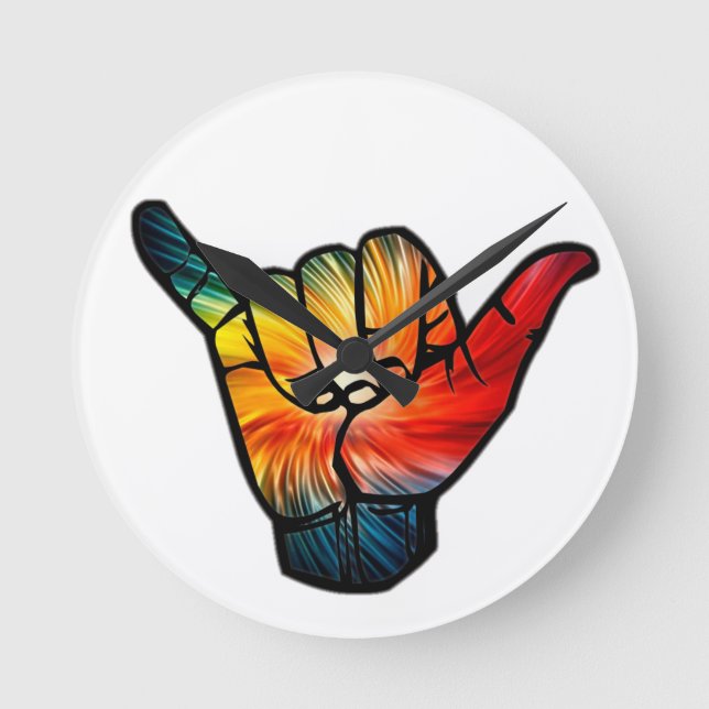 Shaka Rainbow Runde Wanduhr (Vorderseite)