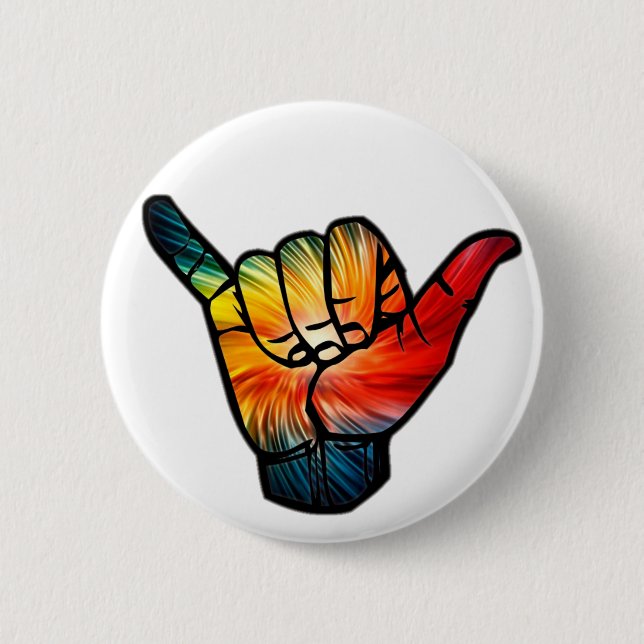 Shaka Regenbogen Button (Vorderseite)