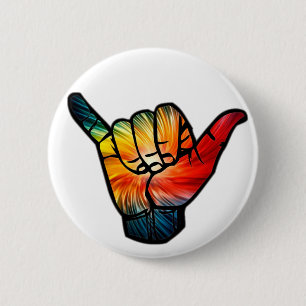 Shaka Regenbogen Button