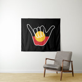 Shaka-Schild der australischen Aborigine-Fahne Wandteppich