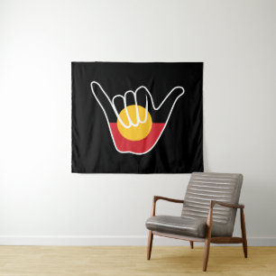 Shaka-Schild der australischen Aborigine-Fahne Wandteppich