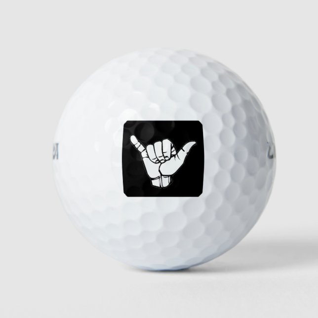 Shaka Sign black Golfball (Vorderseite)