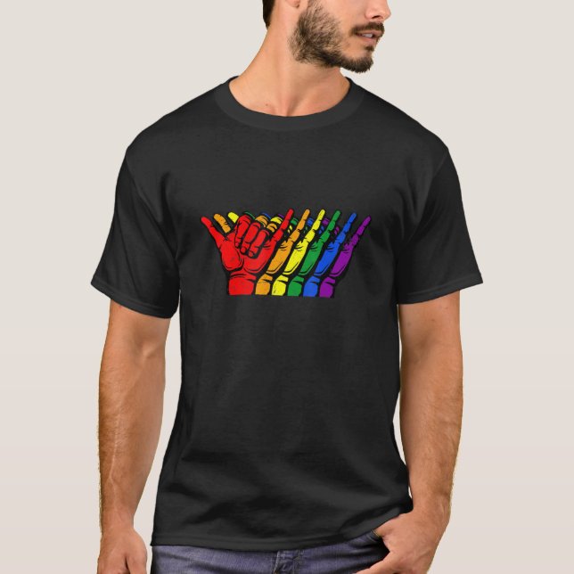 Shaka Sign Lgbt Bisexual Pride Month Lgbt Flag T-Shirt (Vorderseite)