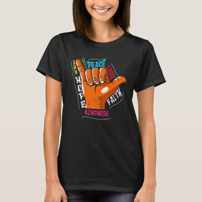 Shaka Sign Peace Kind Courage Orange Unity Day T-Shirt (Vorderseite)