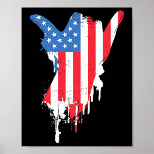 Shaka Sign Vintage USA Amerikanische Flagge - Surf Poster