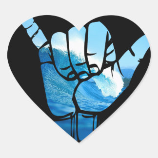 Shaka Sign Wave Rip Curl Herz-Aufkleber