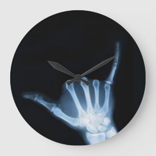 Shaka Sign X-Ray (Hang Loose) Große Wanduhr