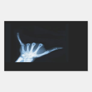 Shaka Sign X-Ray (Hang Loose) Rechteckiger Aufkleber