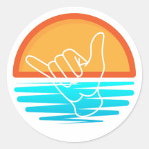 Shaka Surfer Hand Signieren über Beach Sunset Stic