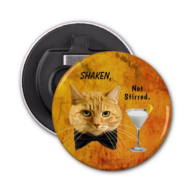 "Shake, Not Stirred" Ingwer Button Flaschenöffner (Vorderseite)