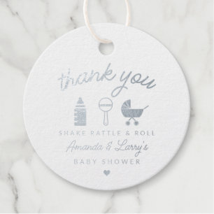 Shake Rattle and Roll Baby Dusche Geschenkanhänger
