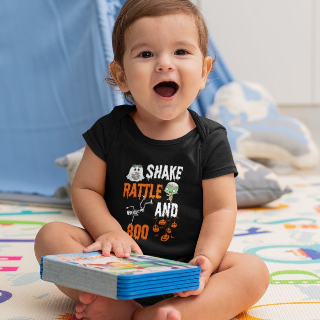 Shake, Rattle, Boo Skeleton Zombie Fun Halloween Baby Strampler (Von Creator hochgeladen)