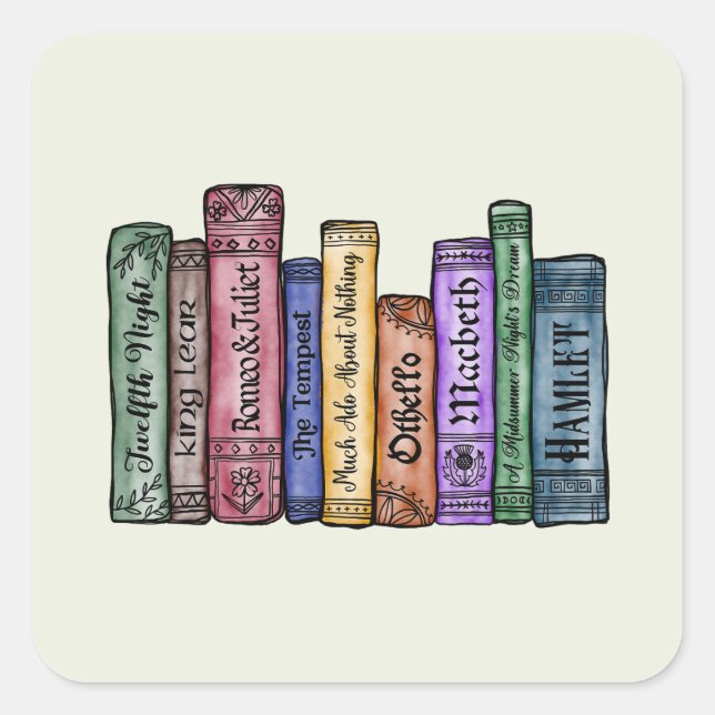 Shakespeare Books No.1 Quadratischer Aufkleber (Vorderseite)
