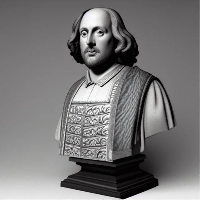 Shakespeare Bust Freistehende Fotoskulptur (Vorne)