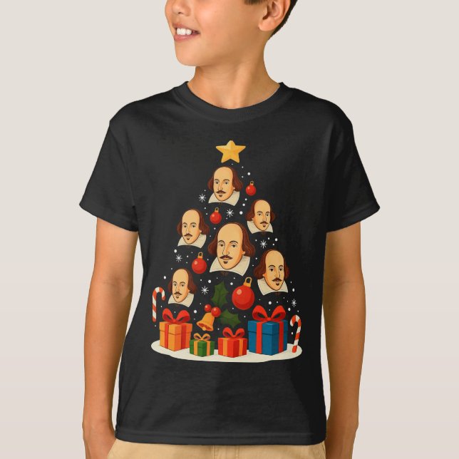 Shakespeare English Literature Christmas Tree Xmas T-Shirt (Vorderseite)
