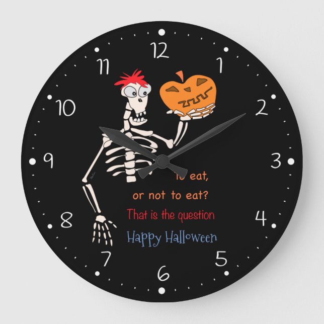 Shakespeare in Halloween-Großuhr Große Wanduhr (Vorderseite)