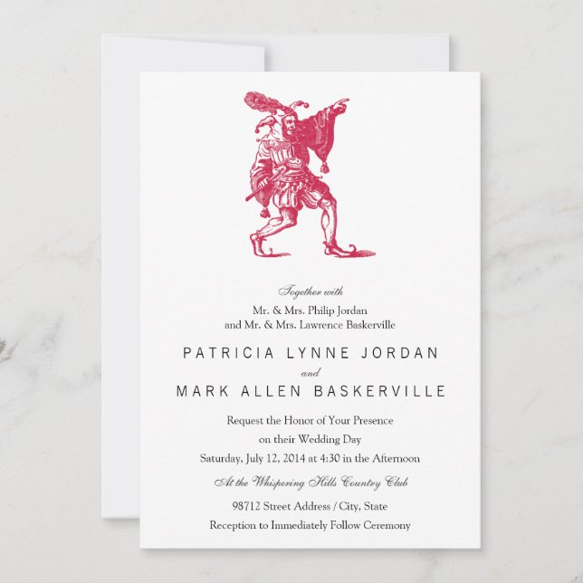 Shakespeare Jester Einladung (Vorderseite)