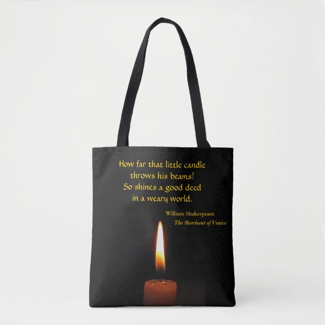 Shakespeare-Kerzen-Flammen-Zitat-Taschen-Tasche (Vorderseite)