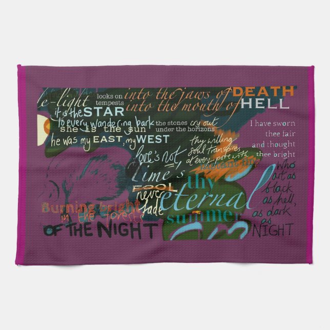 Shakespeare-Liebe-Poesie zitiert Tee-Tuch Handtuch (Horizontal)