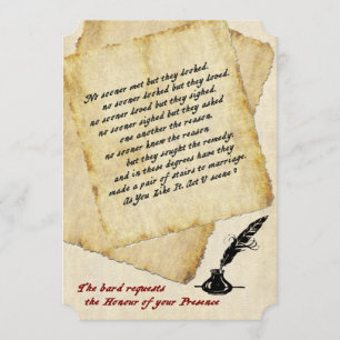 Shakespeare-Liebe-Zitate für Hochzeitsaufenthalte Einladung