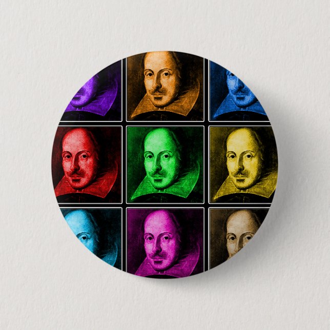 Shakespeare-Pop-Kunst Button (Vorderseite)