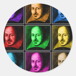 Shakespeare-Pop-Kunst Runder Aufkleber