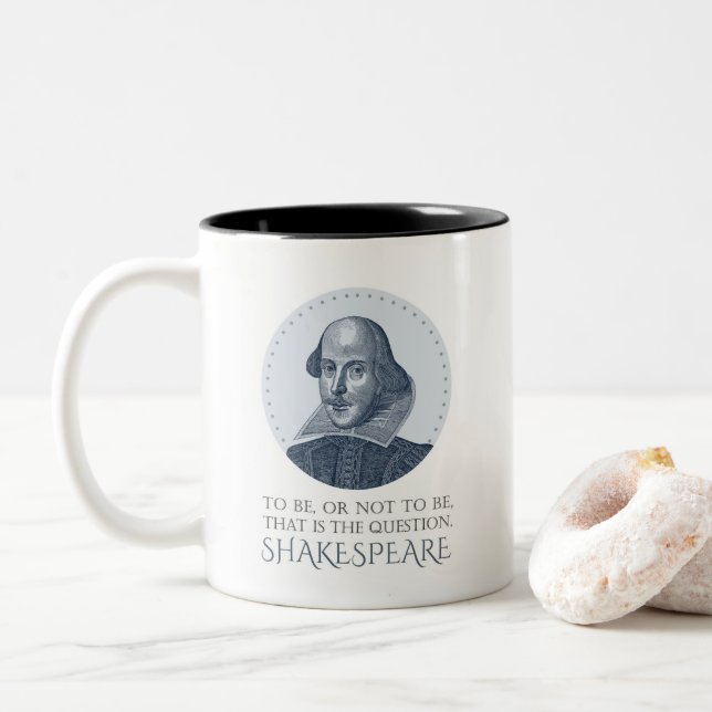 Shakespeare Portrait mit zu sein oder nicht zu zit Zweifarbige Tasse (Mit Donut)