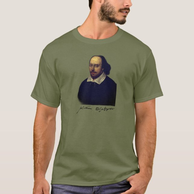 Shakespeare-Portrait und -Unterschrift T-Shirt (Vorderseite)