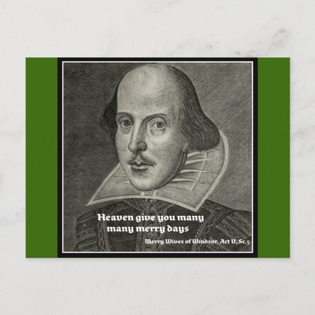 SHAKESPEARE-PORTRAT MIT QUOTE POSTKARTE (Vorderseite)