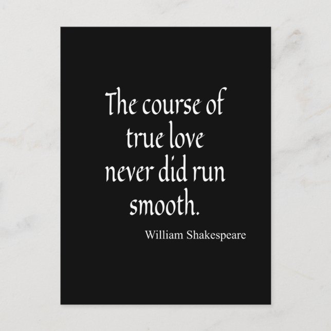Shakespeare Quote Course of True Love Run Smooth Postkarte (Vorderseite)