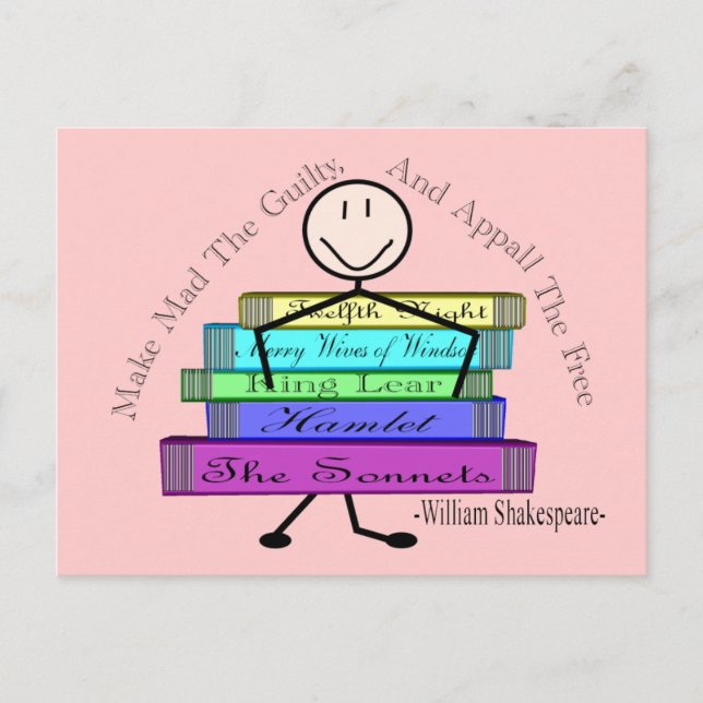 Shakespeare Quote Stick People Design Postkarte (Vorderseite)