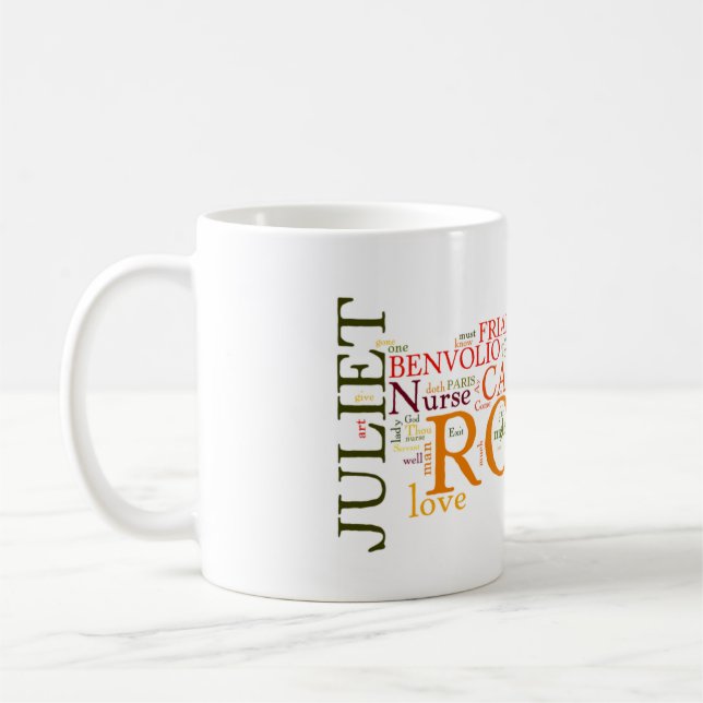 Shakespeare Romeo u. Juliet Wort-Wolke Tasse (Links)