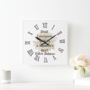 Shakespeare Sommer Zitat Dekoration für Zuhause Quadratische Wanduhr